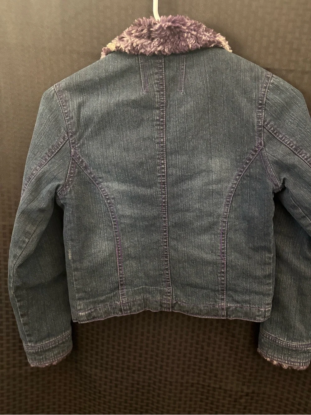 Squeeze Girls Purple Faux-Fur Collar Jean Jacket
